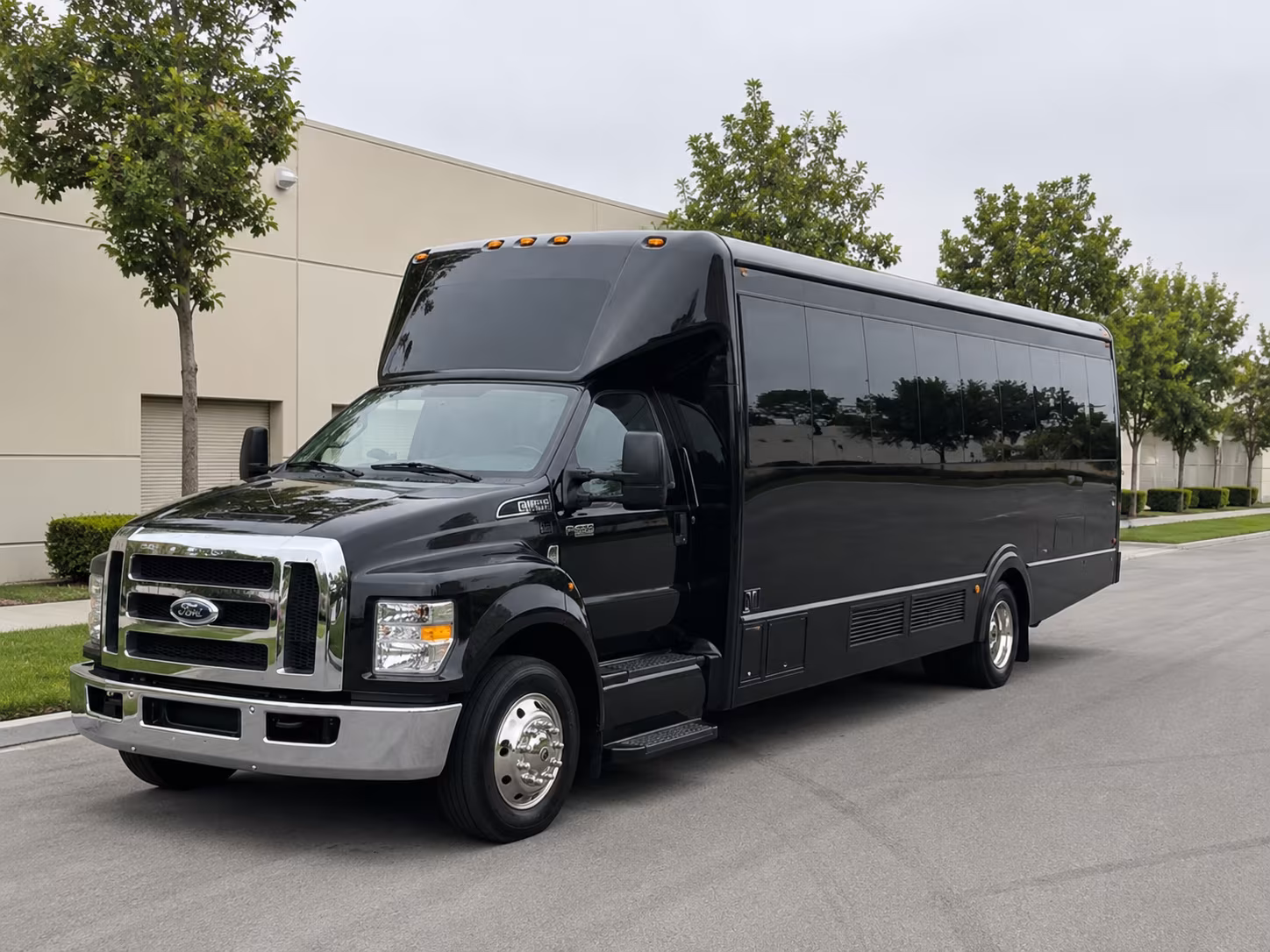 Group beside a Mercedes Sprinter limo in Jacksonville