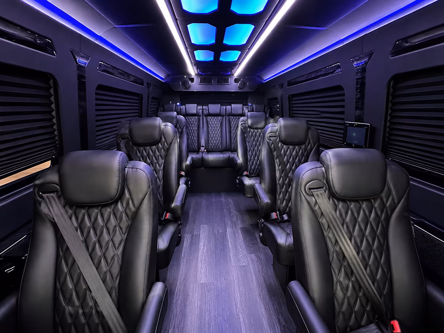 Sprinter van interior with luggage for a route in Jacksonville